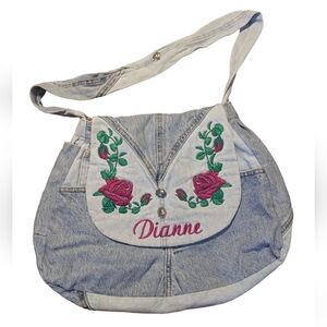 DIANNE Upcycled Denim ~ Tote, Purse, Handbag,  13"tall X 17"wide,  Floral Lining